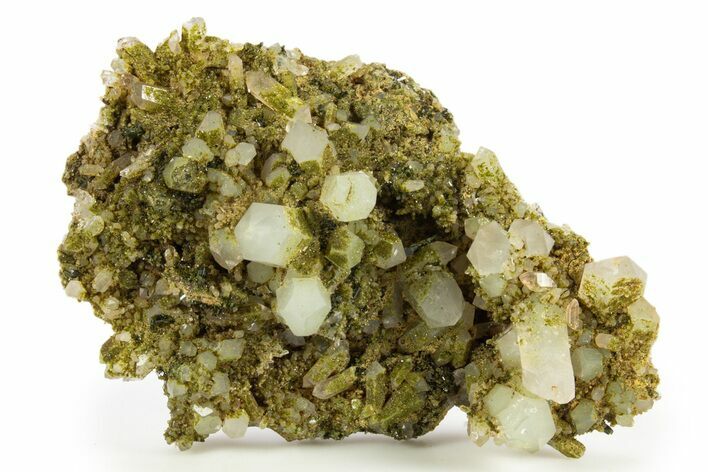 Sparkling Dark Green Epidote Crystals with Quartz - Turkey #303457